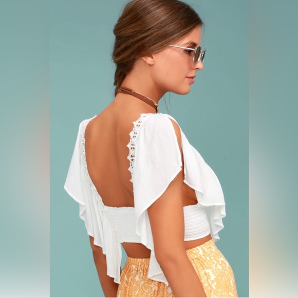 Lulus Saturday in the Park White Lace Crop Top - Picture 3 of 4